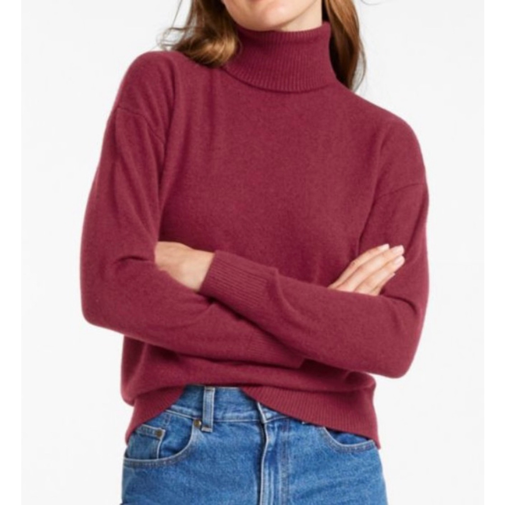 Women's L.L.Bean Red 100% Cashmere Turtleneck Sweater L